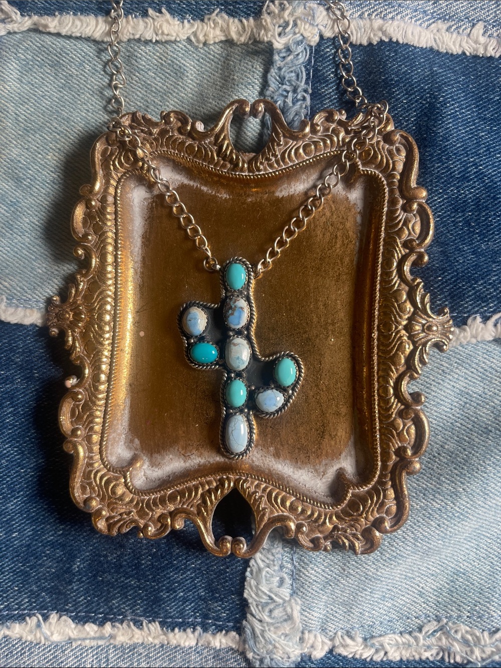 Turquoise Cactus pendant Kingman turquoise set in sterling silver